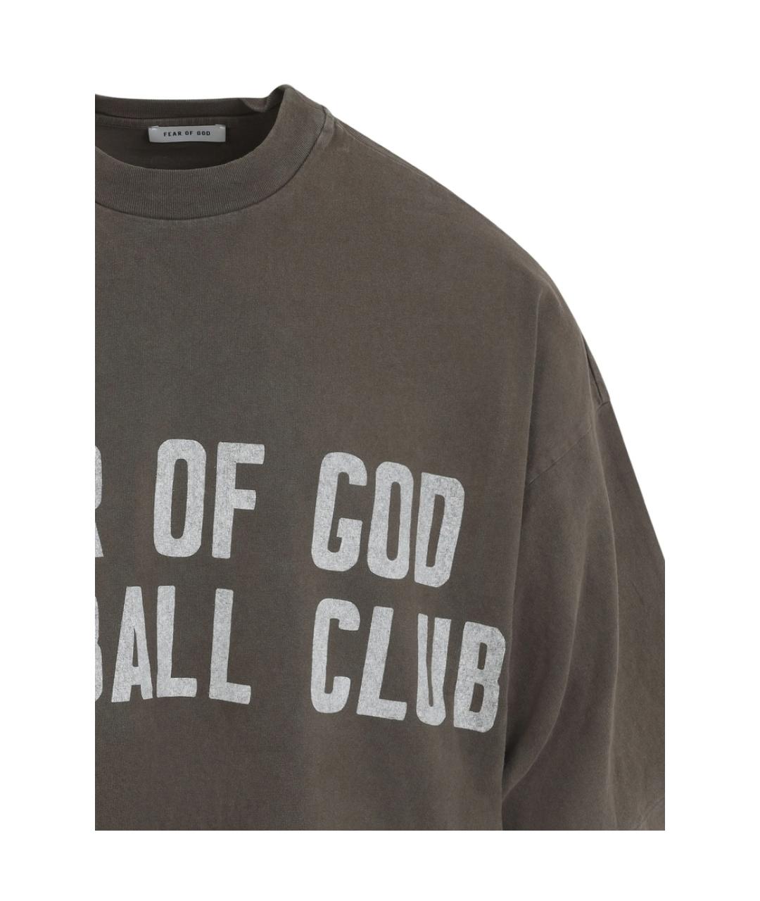 FEAR OF GOD Коричневая хлопковая футболка, фото 2