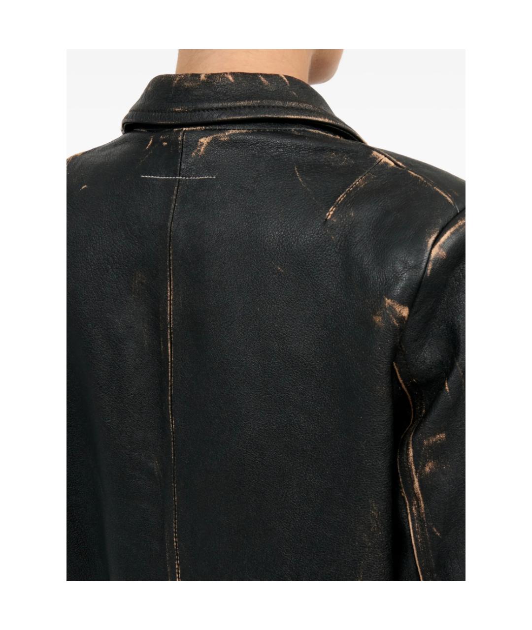 MM6 MAISON MARGIELA Черная кожаная куртка, фото 3