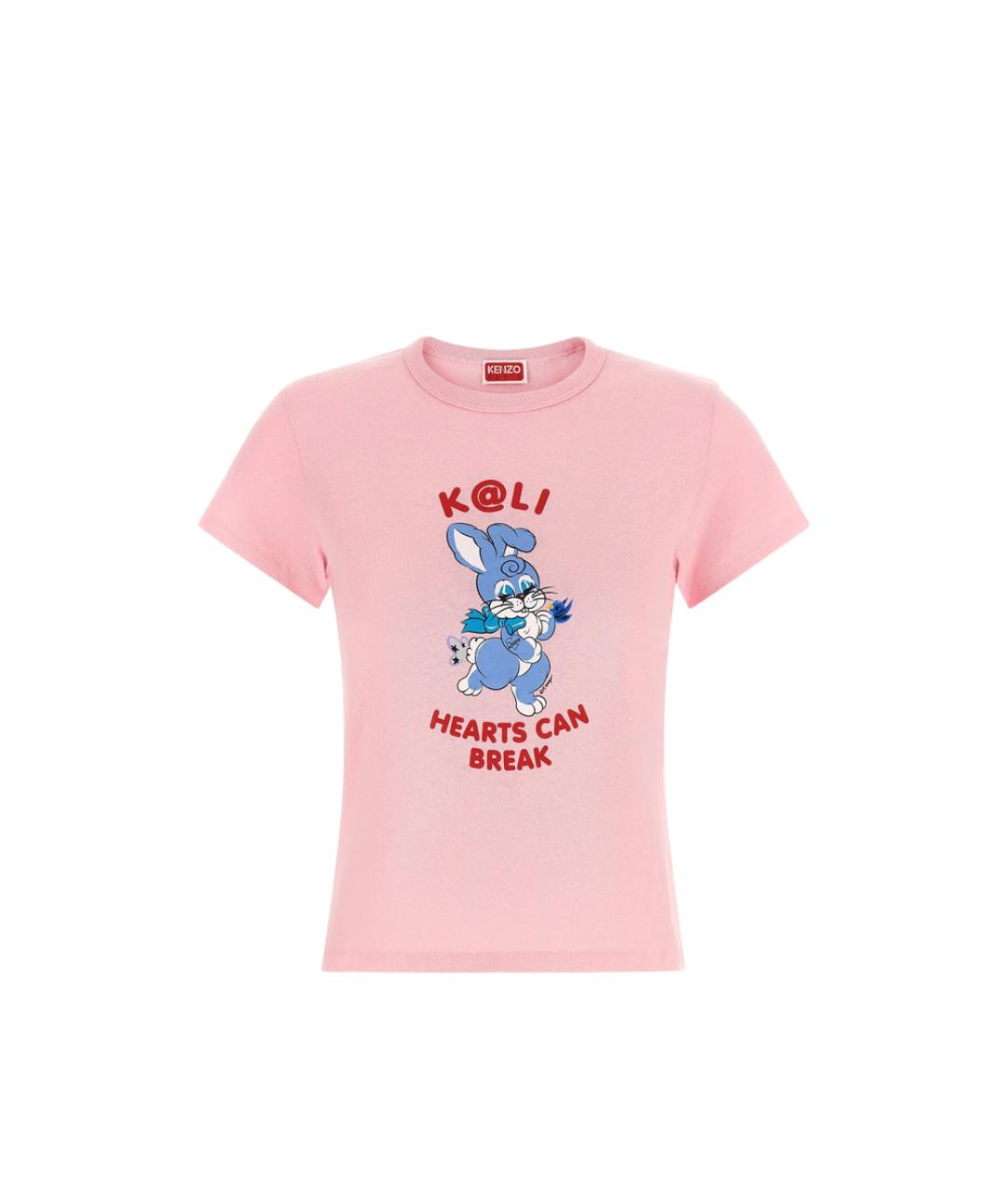 KENZO Розовая хлопковая футболка, фото 1