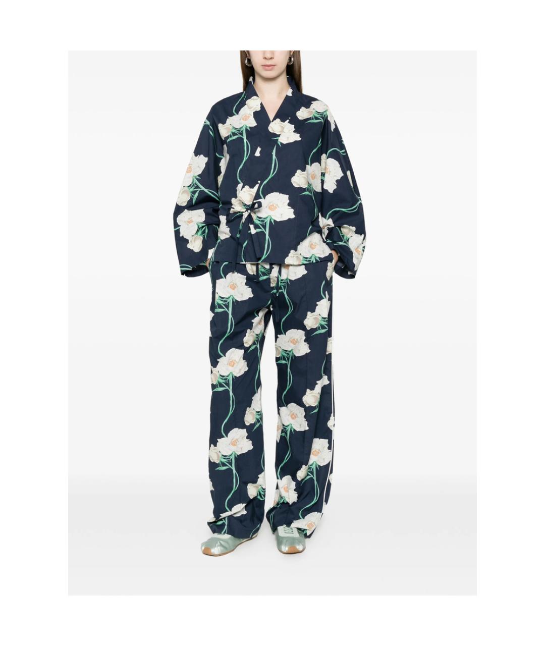 KENZO Синие хлопковые прямые брюки, фото 3