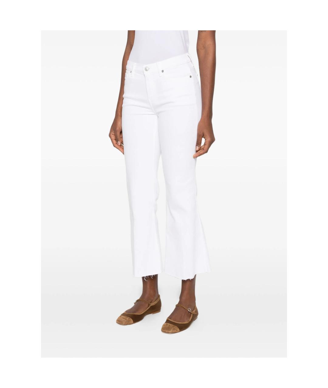 7 FOR ALL MANKIND Белые хлопковые джинсы клеш, фото 3