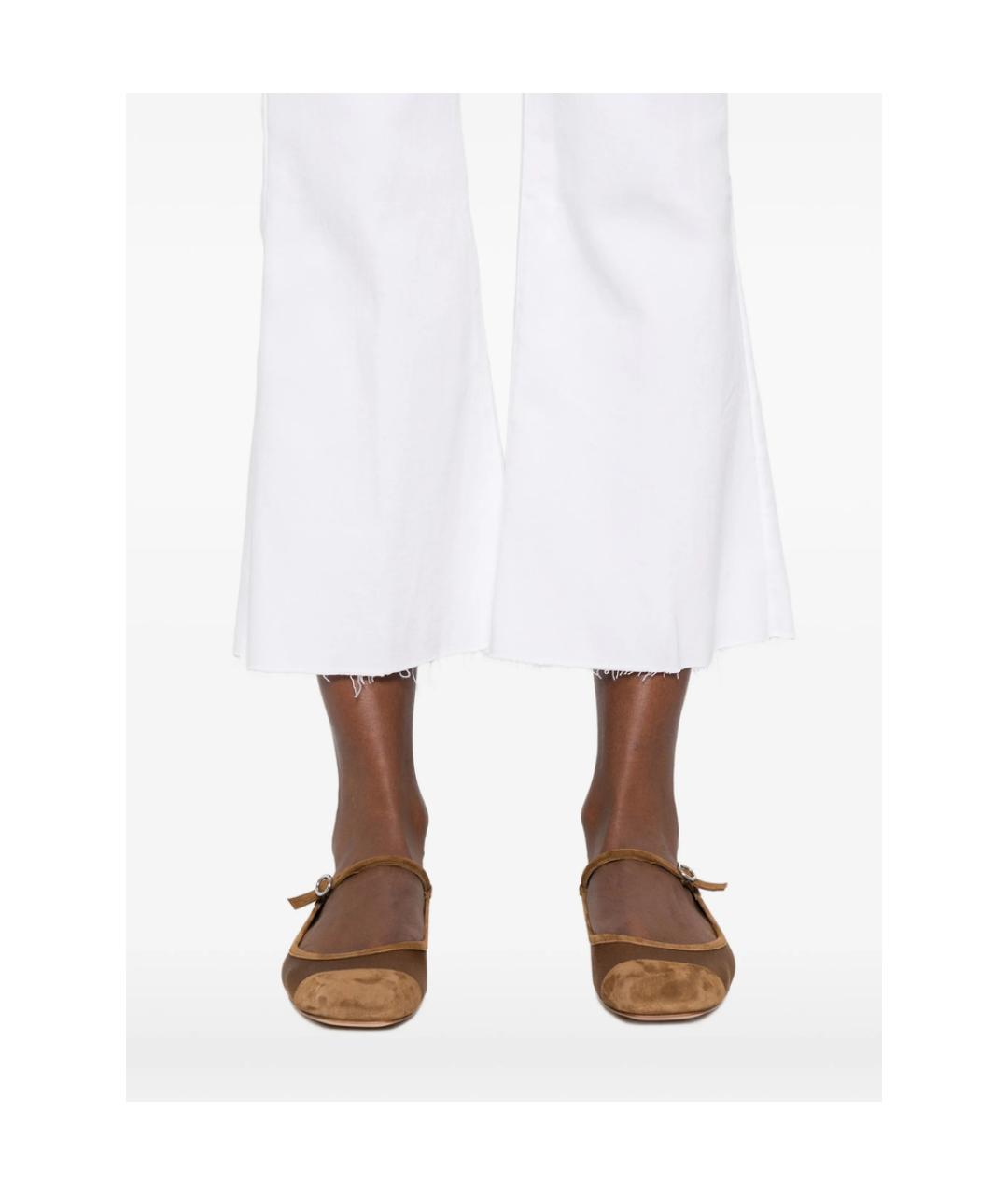 7 FOR ALL MANKIND Белые хлопковые джинсы клеш, фото 4