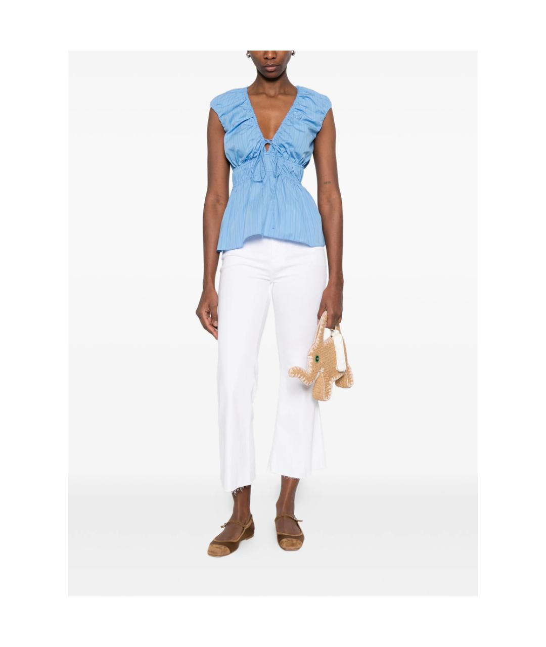 7 FOR ALL MANKIND Белые хлопковые джинсы клеш, фото 2