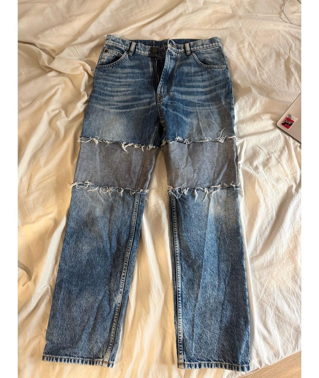 MAISON MARGIELA Синие хлопковые прямые джинсы, фото 6