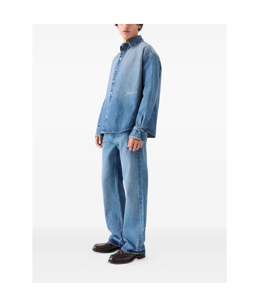 JACQUEMUS Синяя хлопковая кэжуал рубашка, фото 3