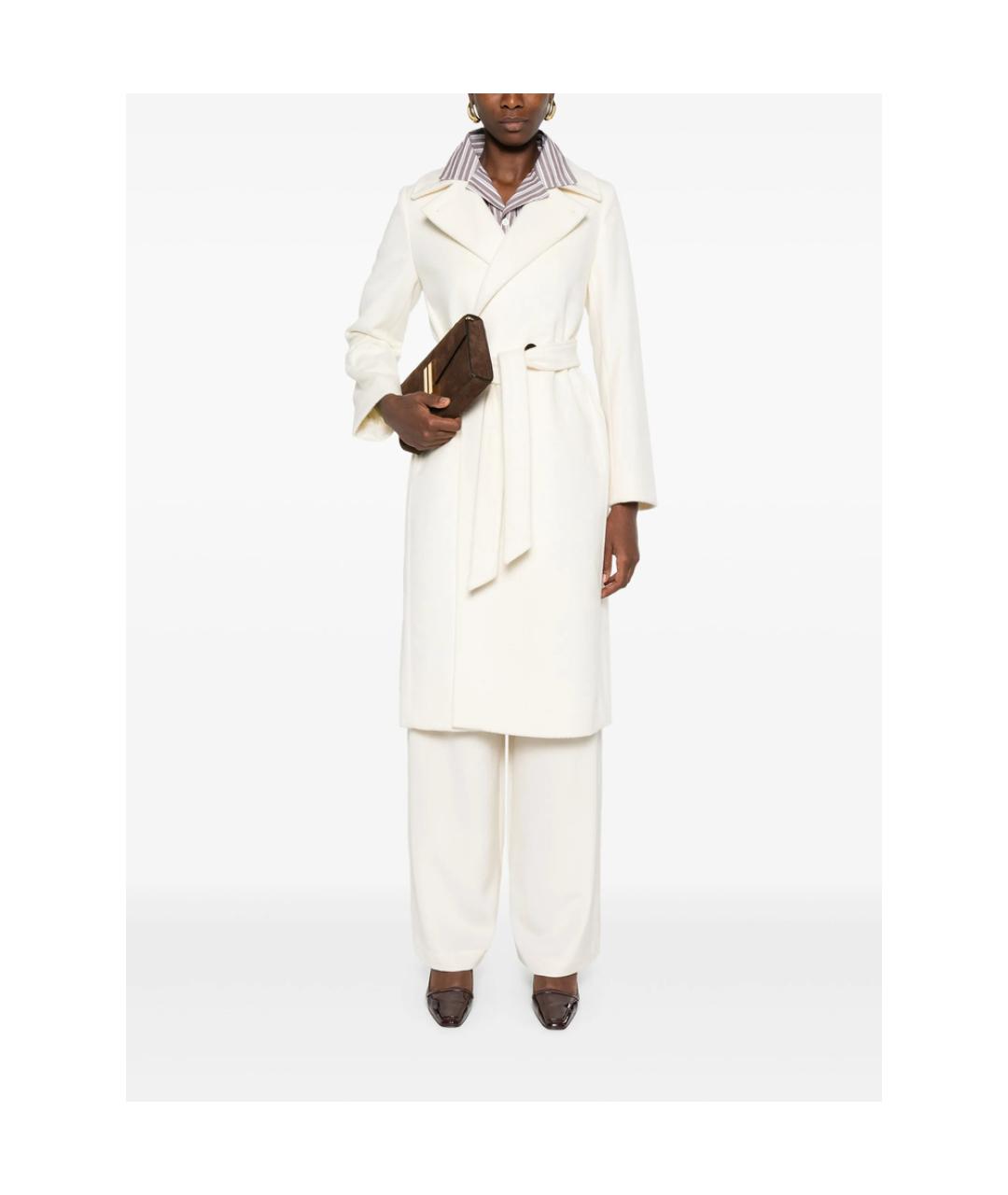MAX MARA STUDIO Белое шерстяное пальто, фото 3