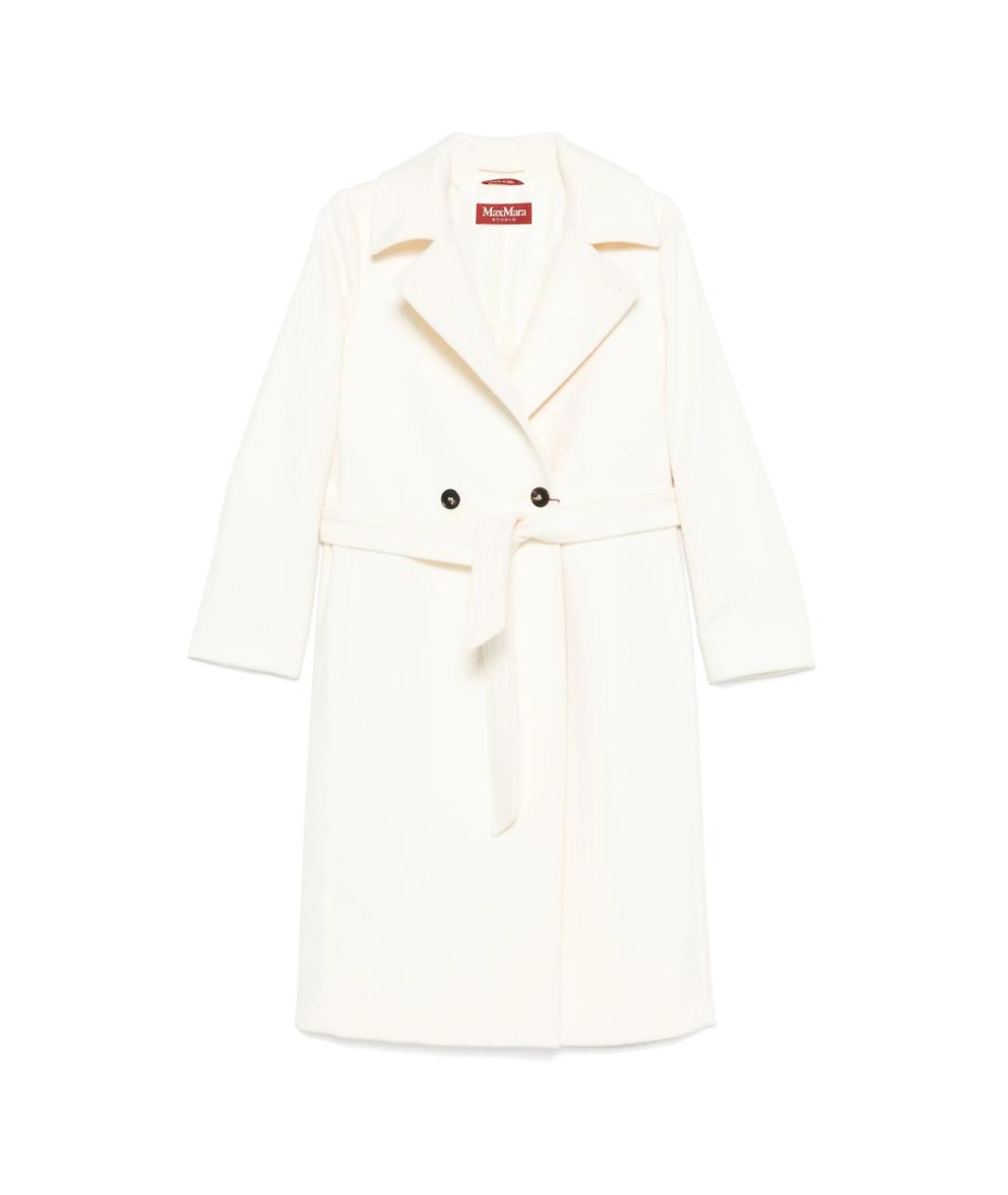 MAX MARA STUDIO Белое шерстяное пальто, фото 1