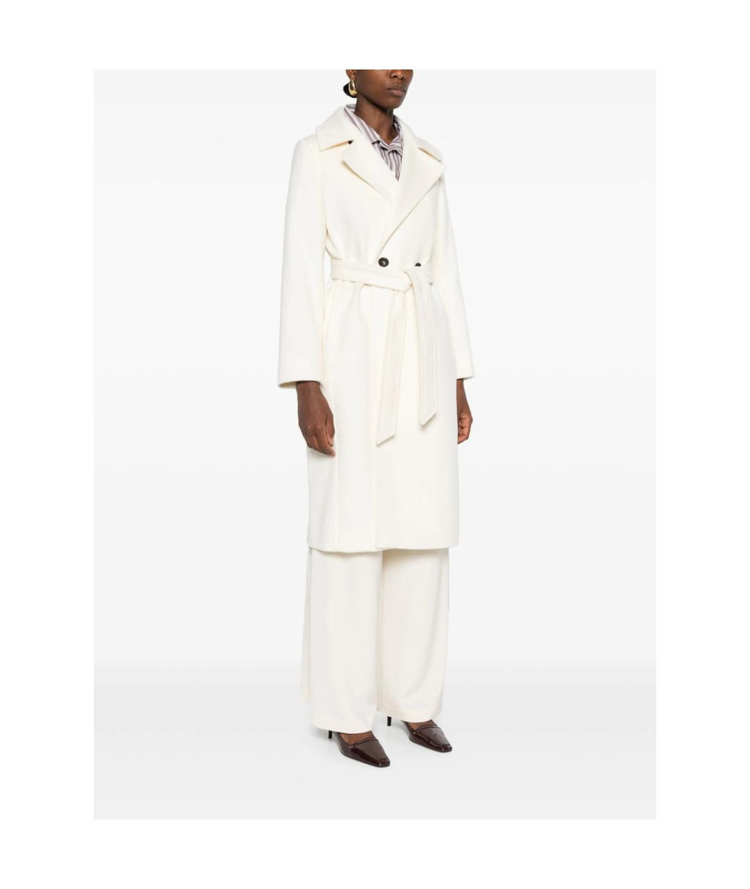 MAX MARA STUDIO Белое шерстяное пальто, фото 4