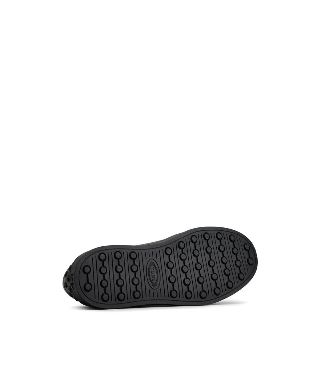 TOD'S Черные кожаные низкие кроссовки / кеды, фото 2