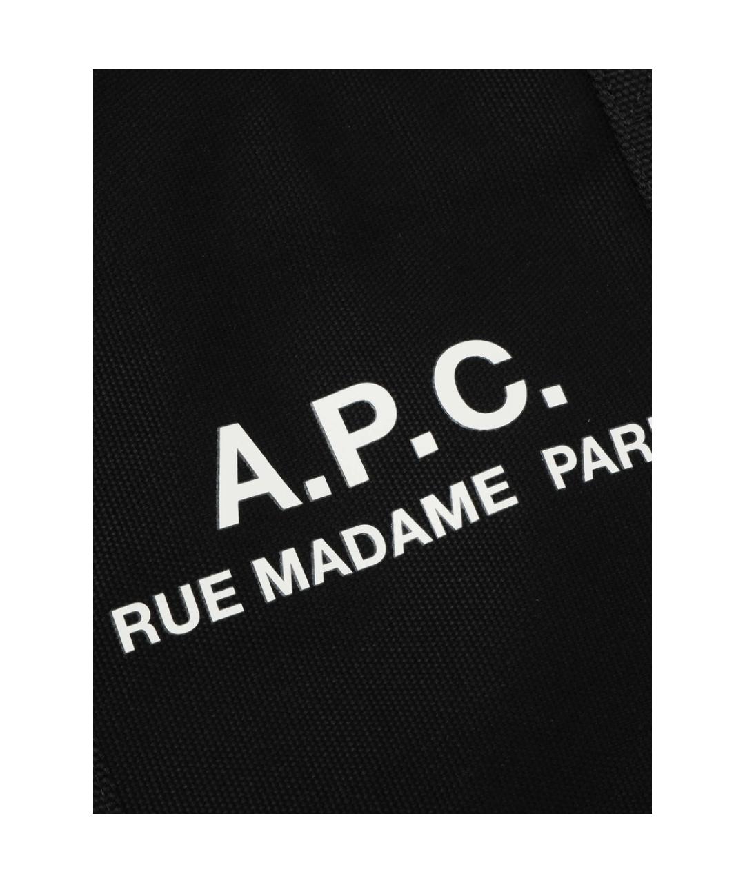 A.P.C. Черная хлопковая сумка тоут, фото 4