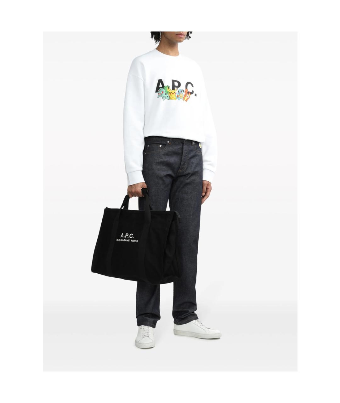 A.P.C. Черная хлопковая сумка тоут, фото 6
