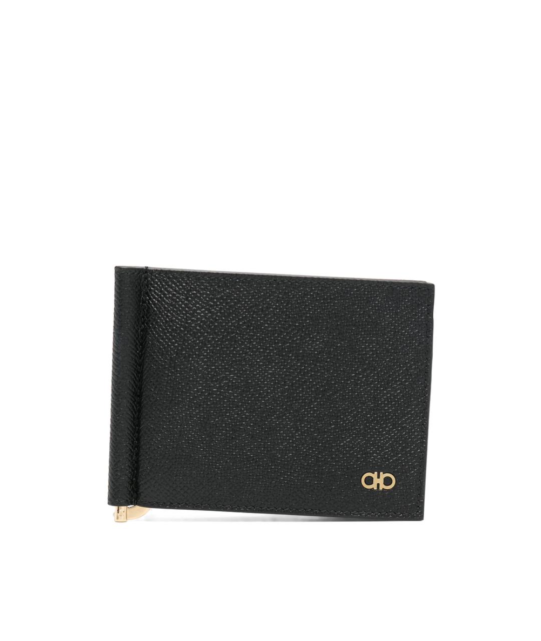 FERRAGAMO Черный кожаный кошелек, фото 1
