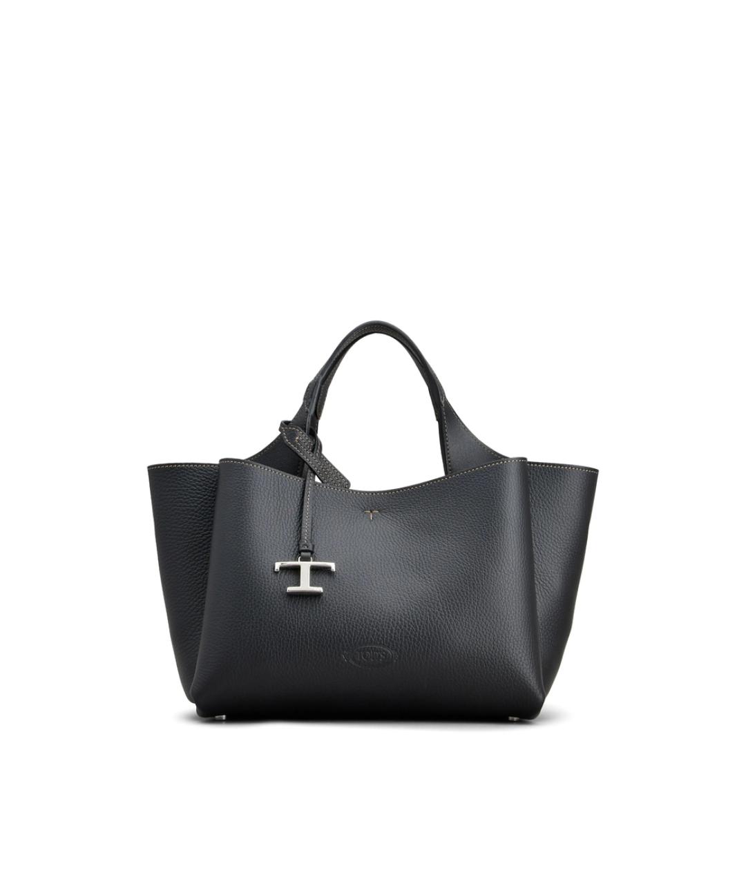 TOD'S Черная кожаная сумка тоут, фото 1