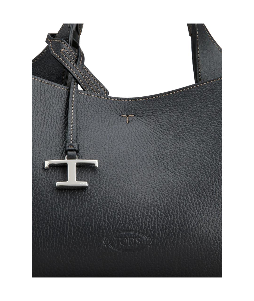 TOD'S Черная кожаная сумка тоут, фото 3