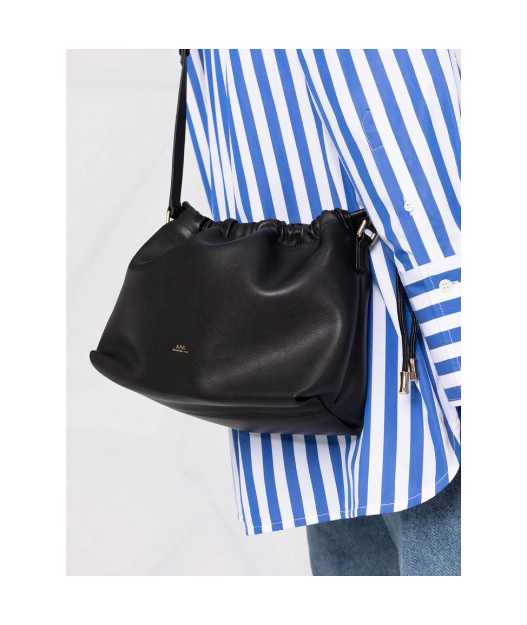 A.P.C. Черная кожаная сумка через плечо, фото 3