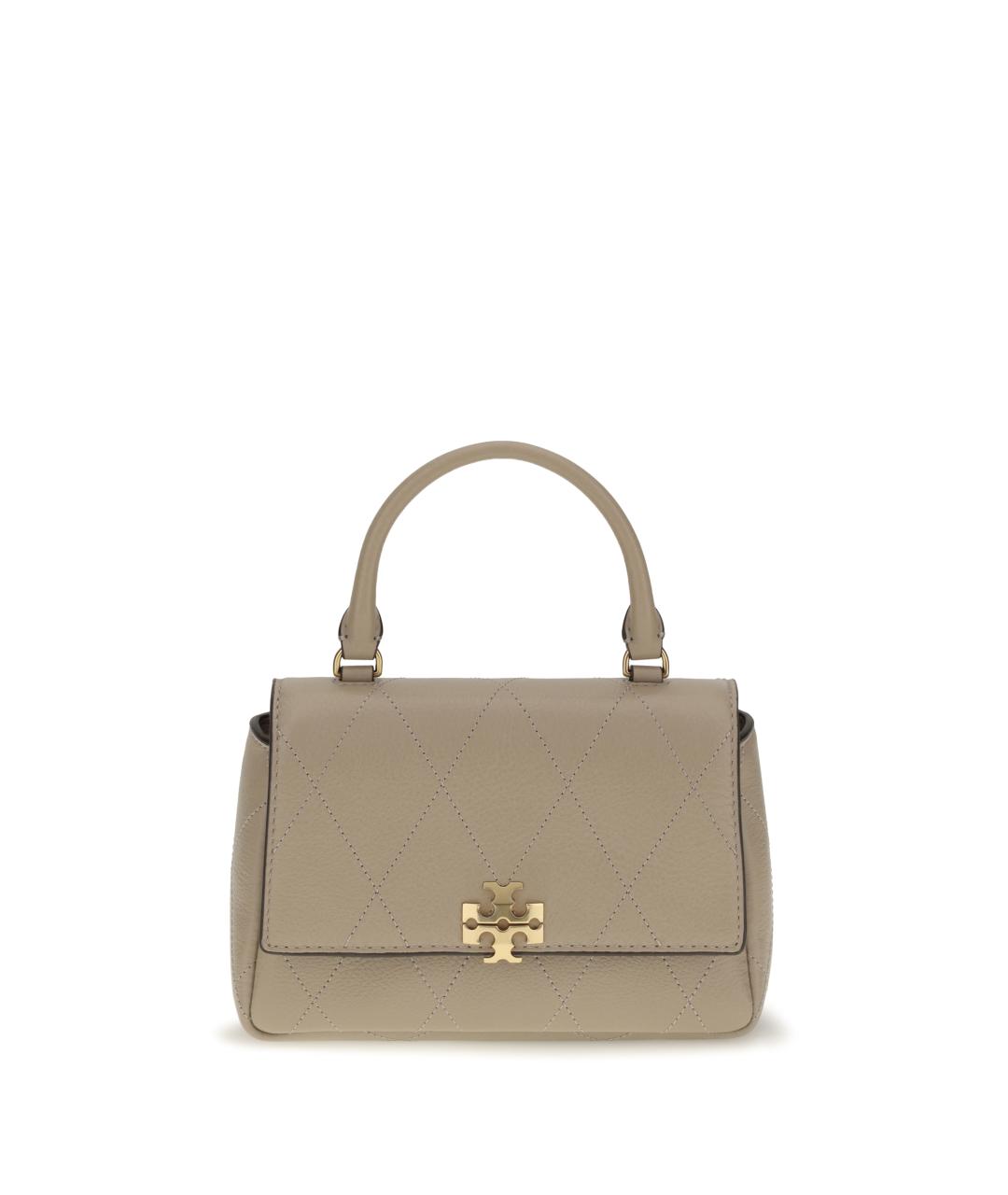 TORY BURCH Бежевая кожаная сумка с короткими ручками, фото 1