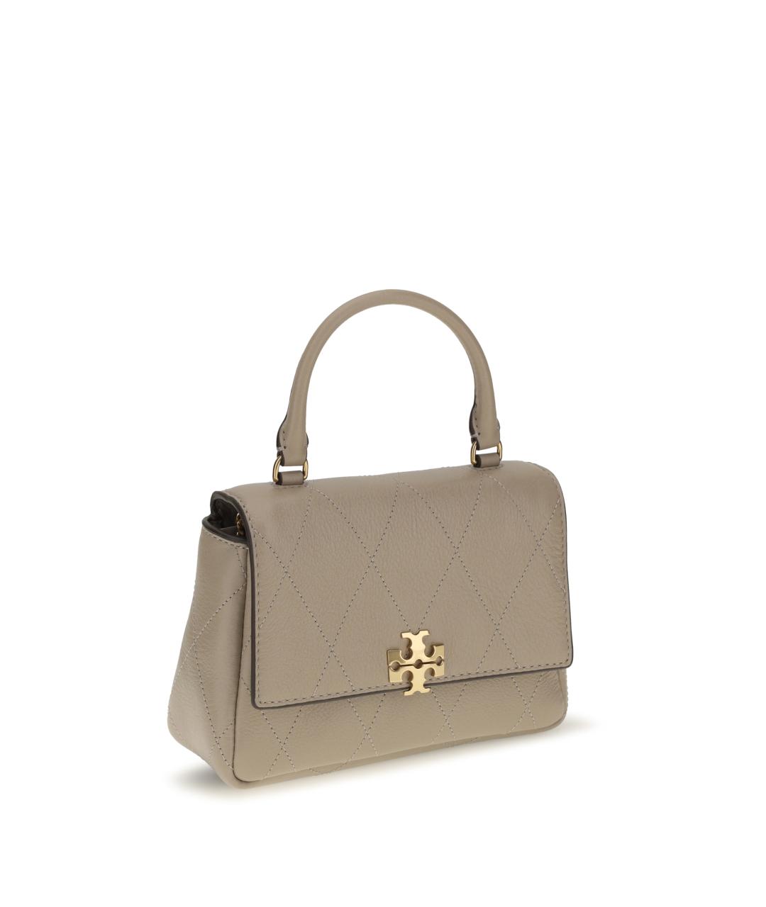 TORY BURCH Бежевая кожаная сумка с короткими ручками, фото 2