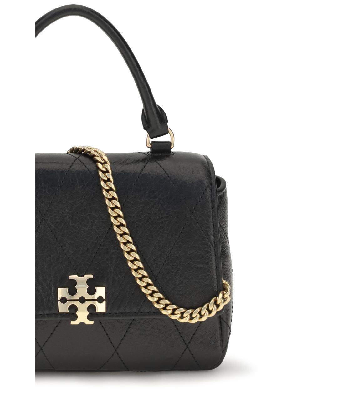 TORY BURCH Черная кожаная сумка с короткими ручками, фото 4