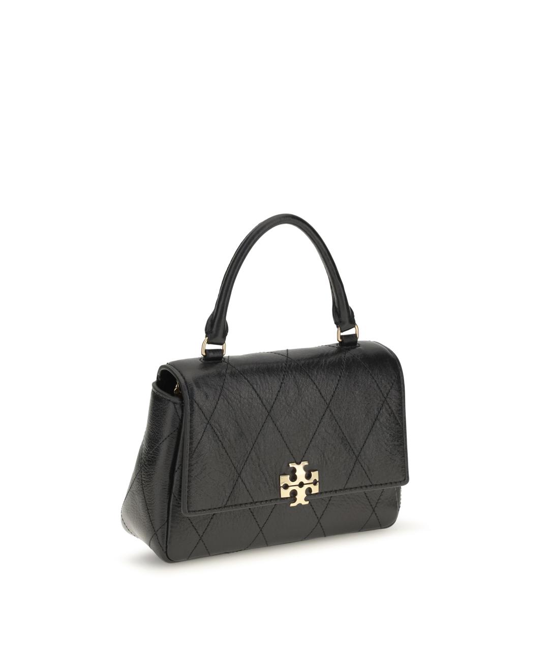 TORY BURCH Черная кожаная сумка с короткими ручками, фото 2
