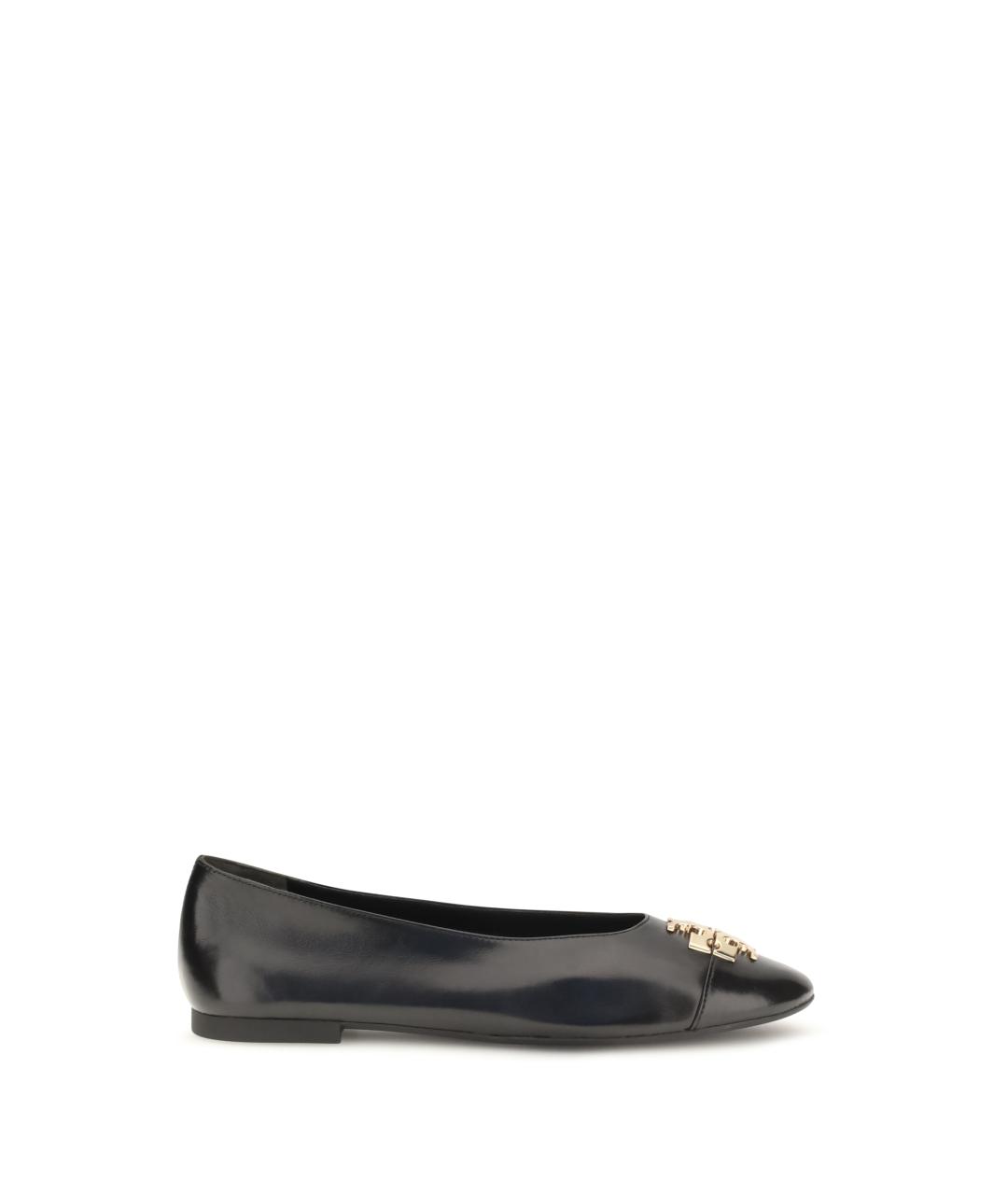 TORY BURCH Черные кожаные балетки, фото 1