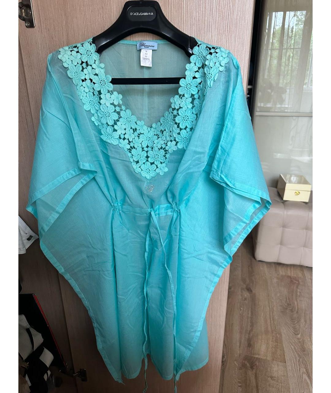BLUMARINE Бирюзовая хлопковая туника, фото 5