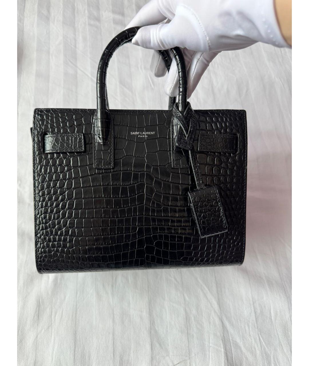 SAINT LAURENT Черная кожаная сумка тоут, фото 3