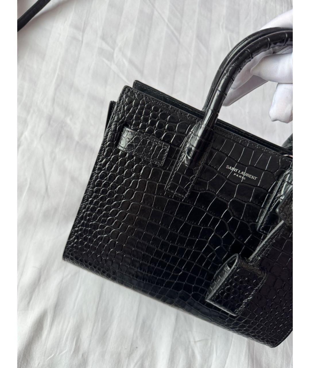 SAINT LAURENT Черная кожаная сумка тоут, фото 7