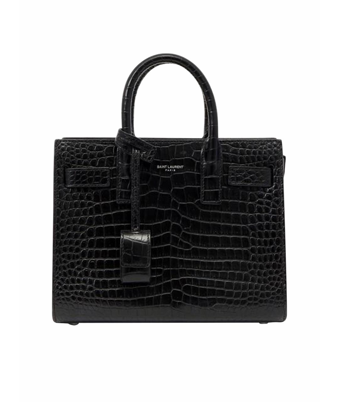 SAINT LAURENT Черная кожаная сумка тоут, фото 1