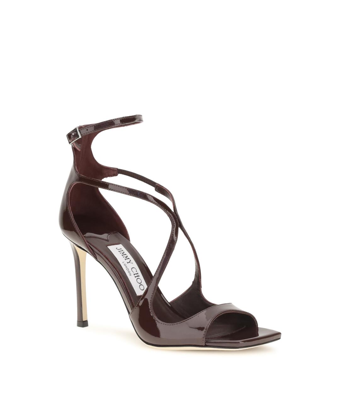 JIMMY CHOO Бордовые босоножки из лакированной кожи, фото 2