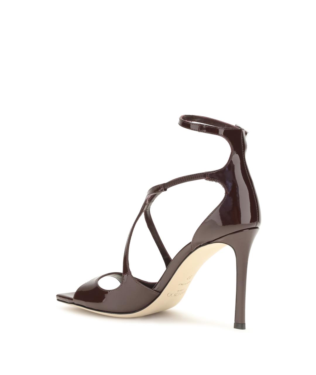 JIMMY CHOO Бордовые босоножки из лакированной кожи, фото 3