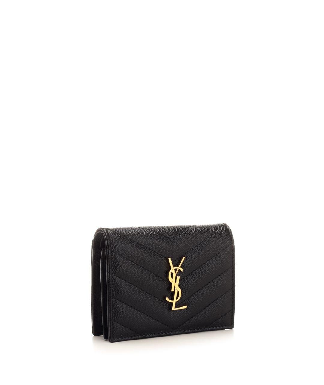 SAINT LAURENT Черный кожаный кошелек, фото 2