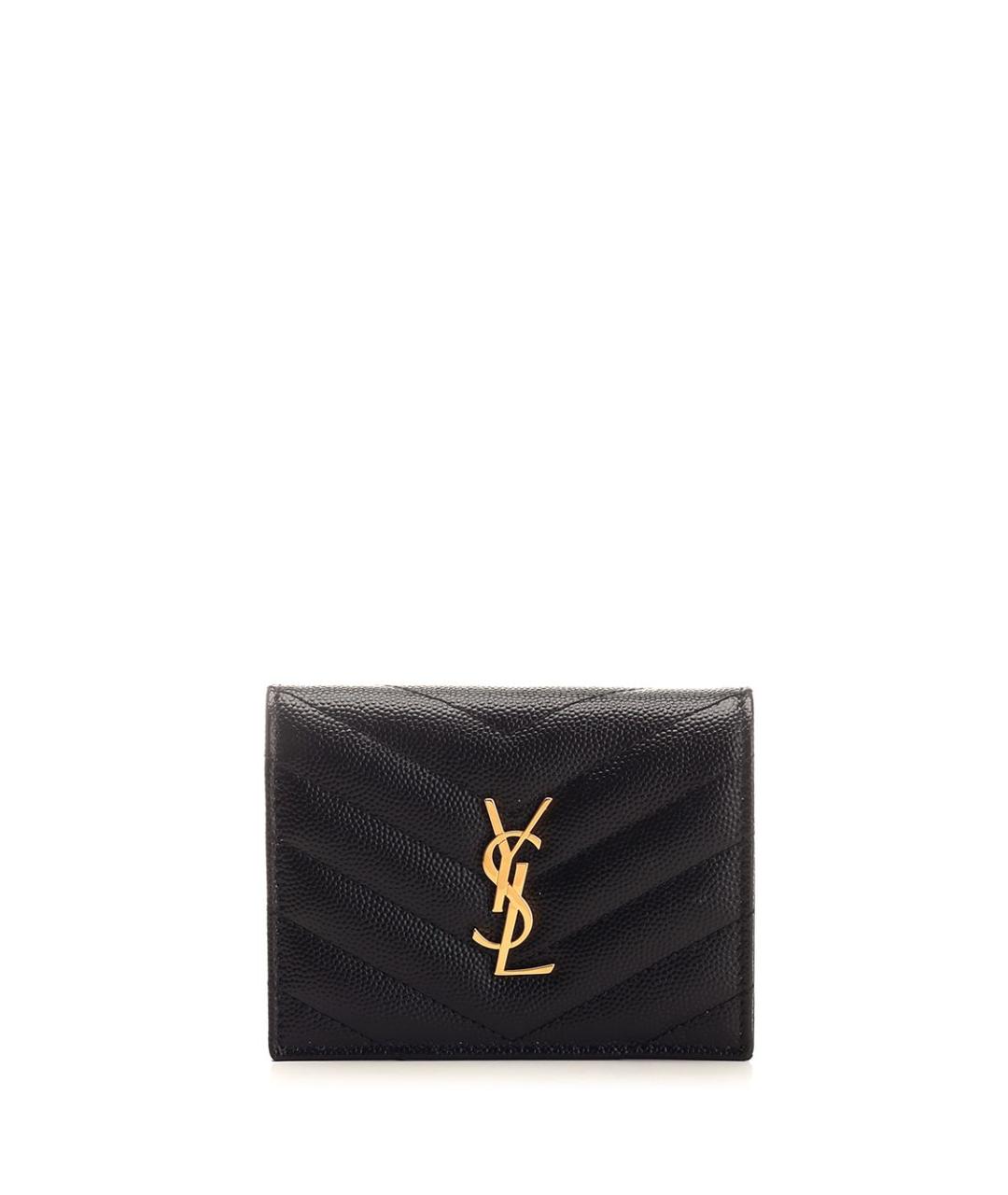 SAINT LAURENT Черный кожаный кошелек, фото 1
