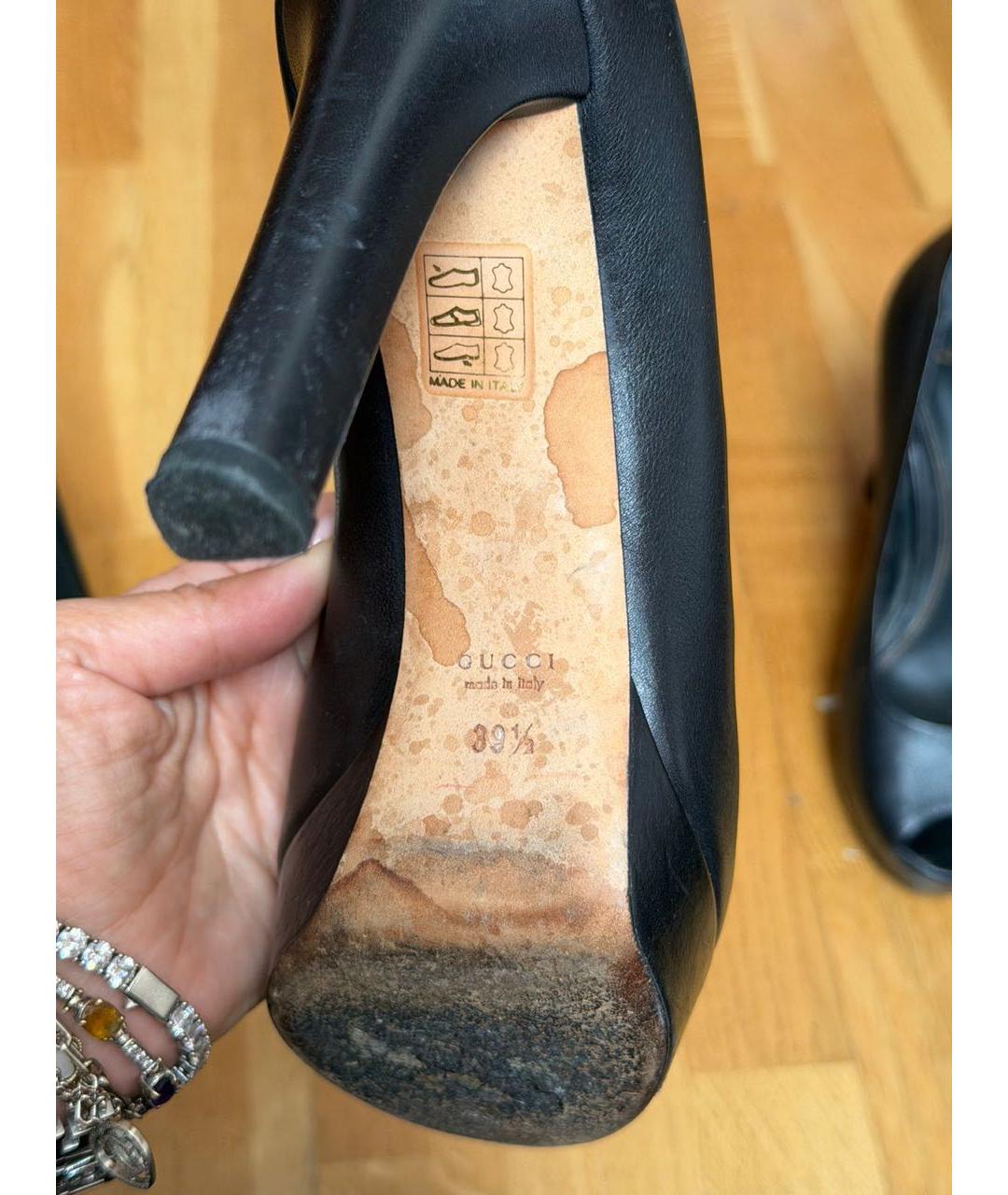GUCCI Черные кожаные туфли, фото 3