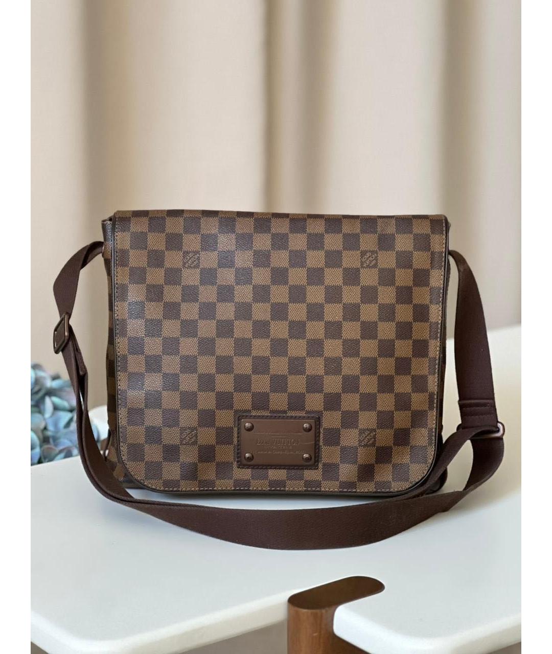 LOUIS VUITTON Коричневая кожаная сумка на плечо, фото 9