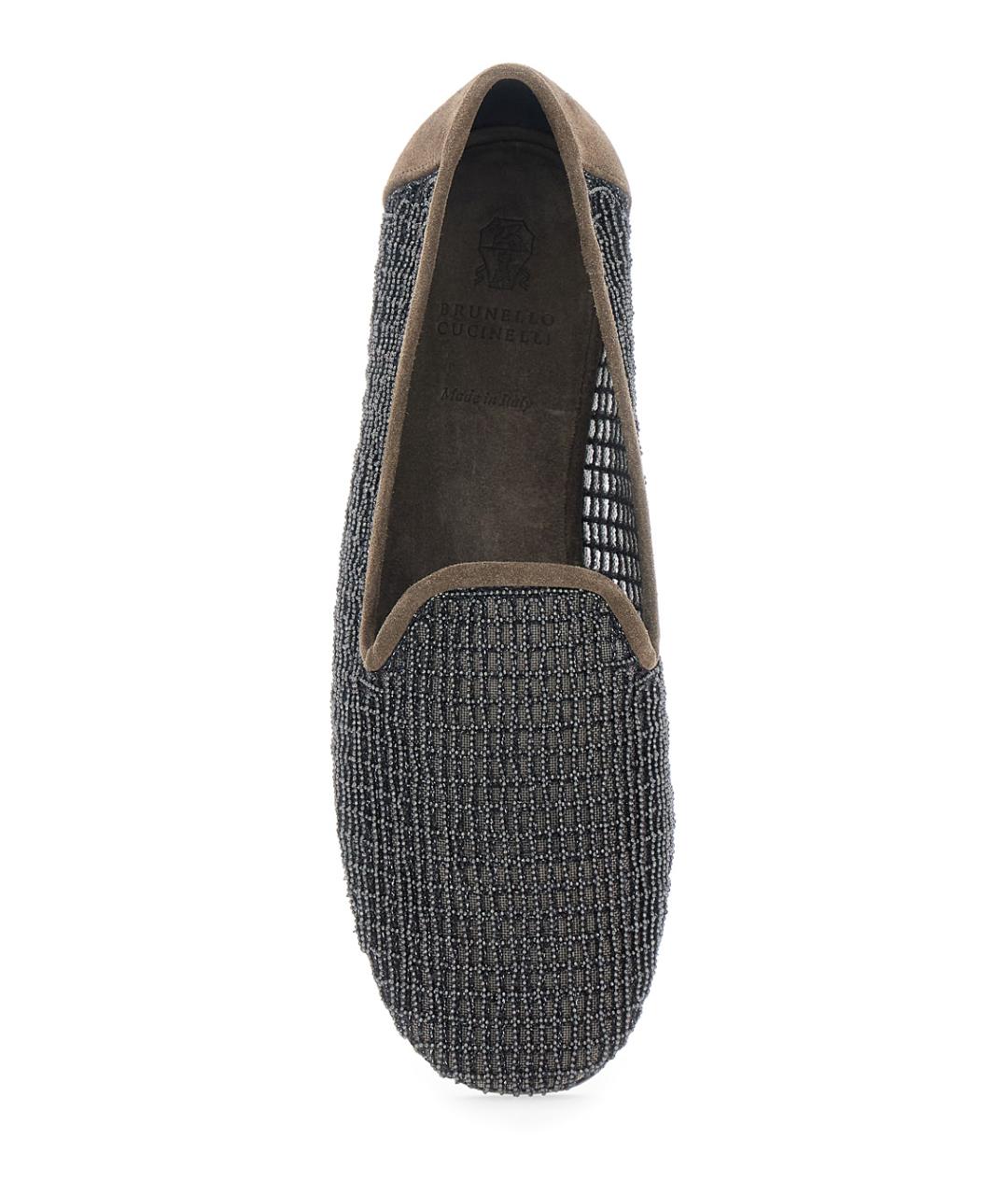 BRUNELLO CUCINELLI Коричневые текстильные лоферы, фото 4