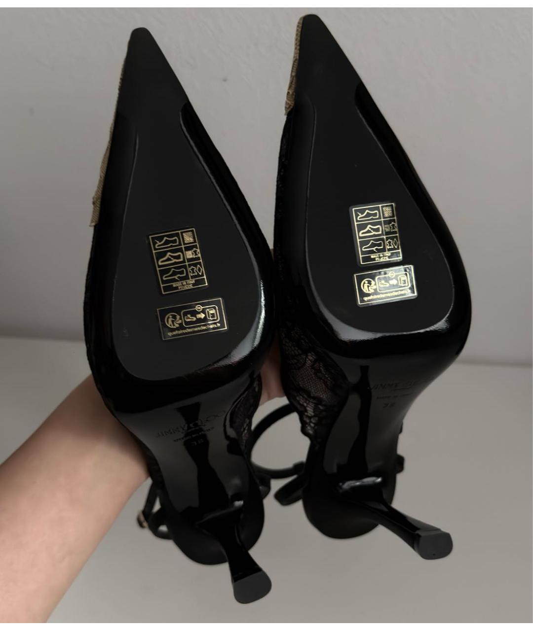 JIMMY CHOO Черные текстильные босоножки, фото 6