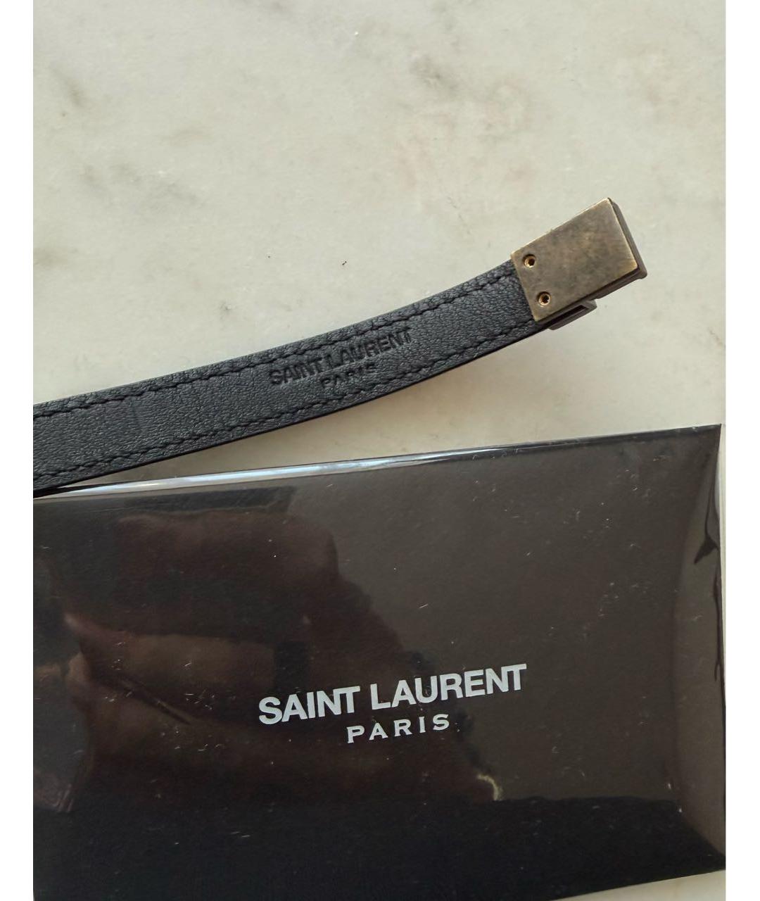 SAINT LAURENT Коричневый кожаный браслет, фото 4