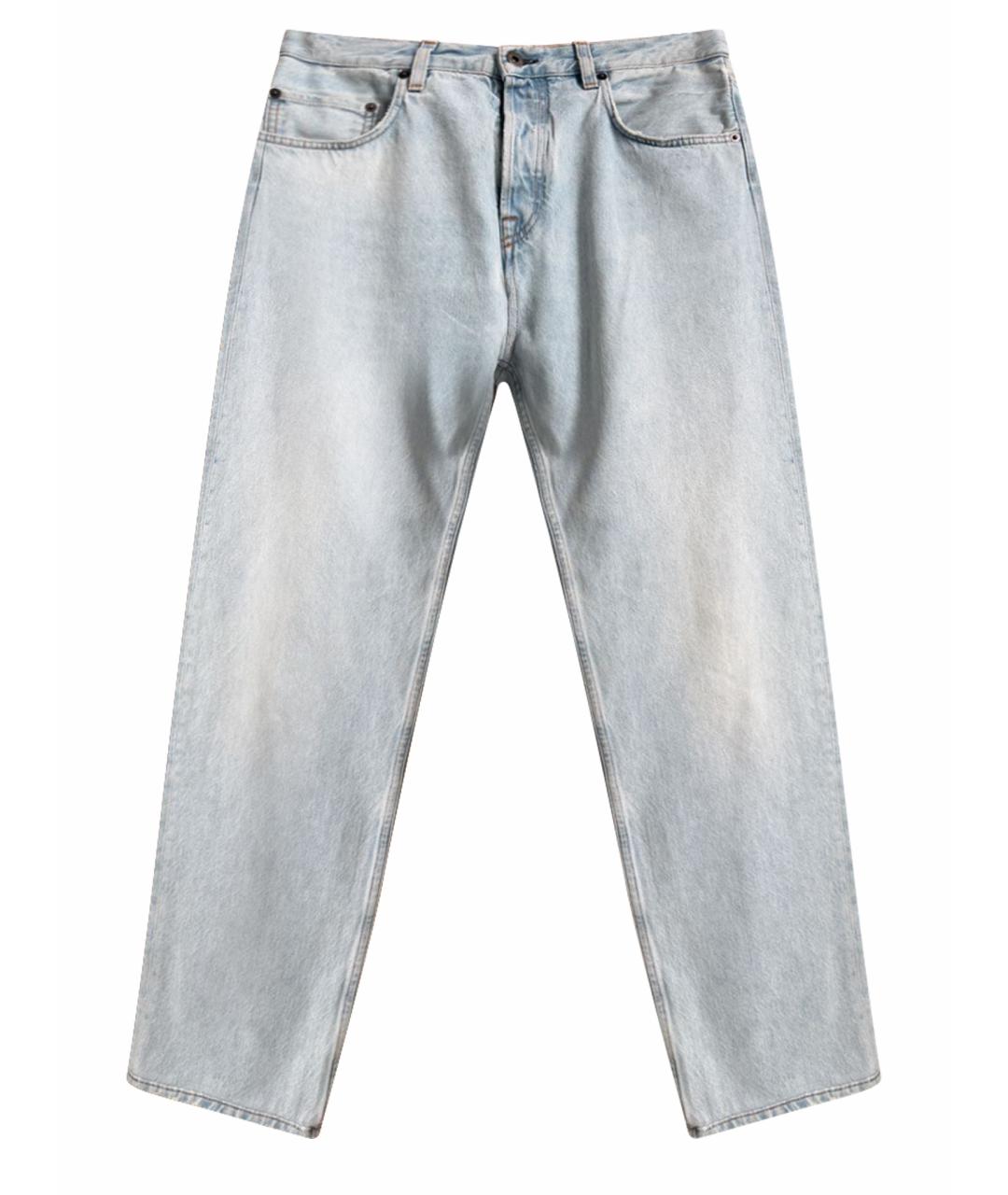 MIU MIU Голубые хлопковые прямые джинсы, фото 1