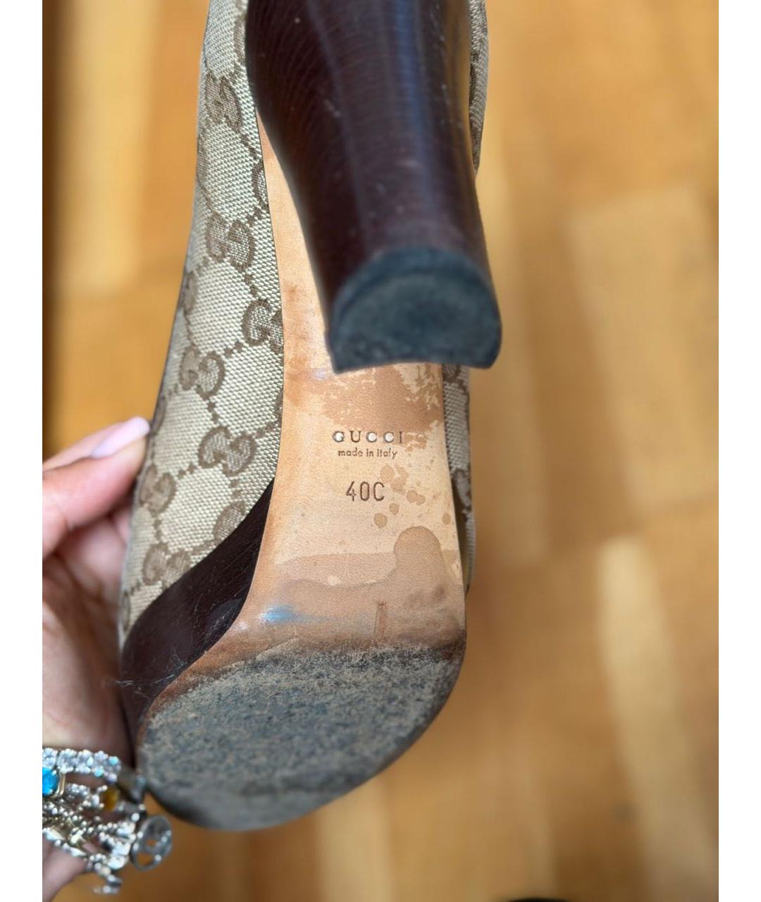 GUCCI Коричневые текстильные туфли, фото 3