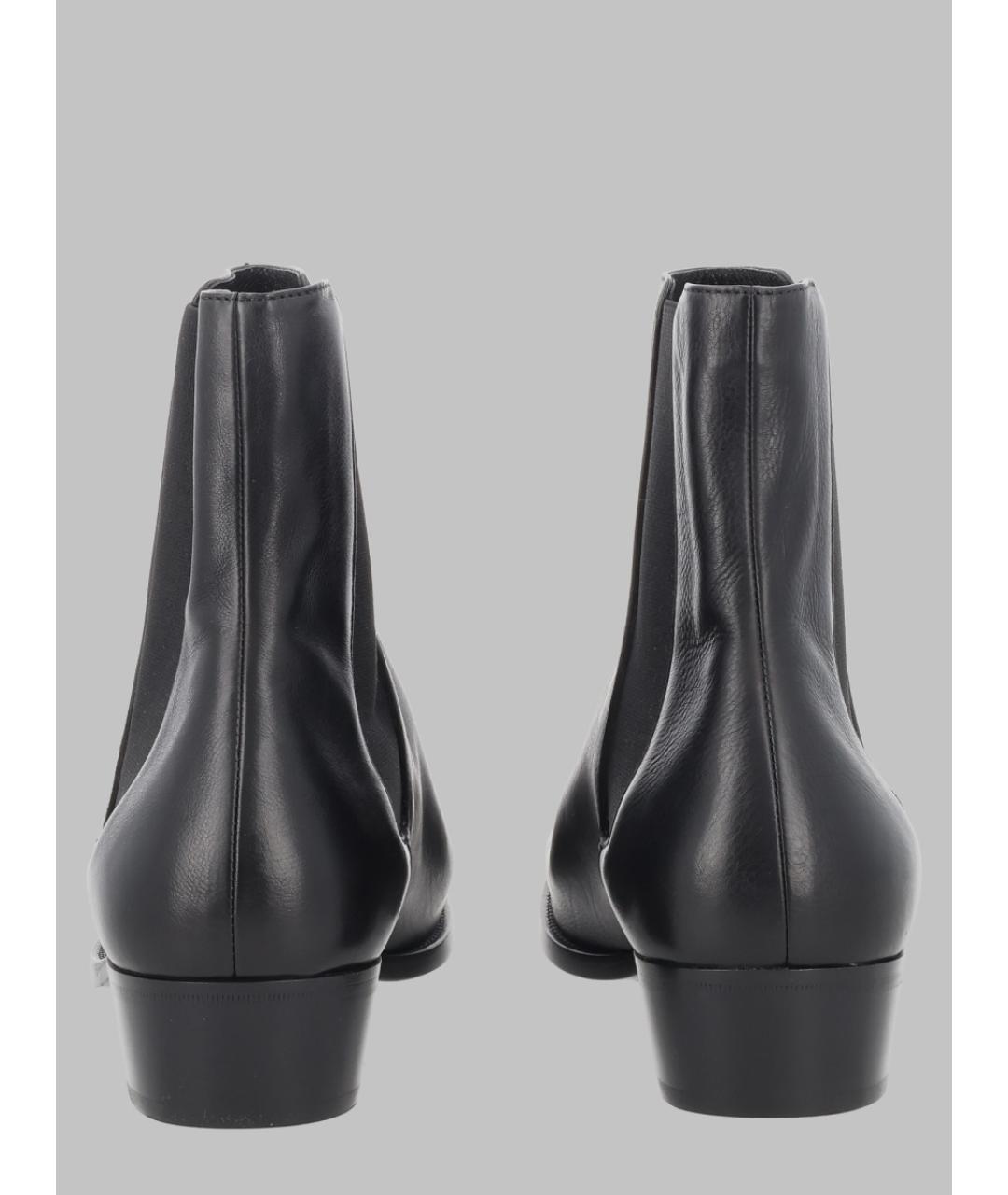 SAINT LAURENT Черные кожаные высокие ботинки, фото 3