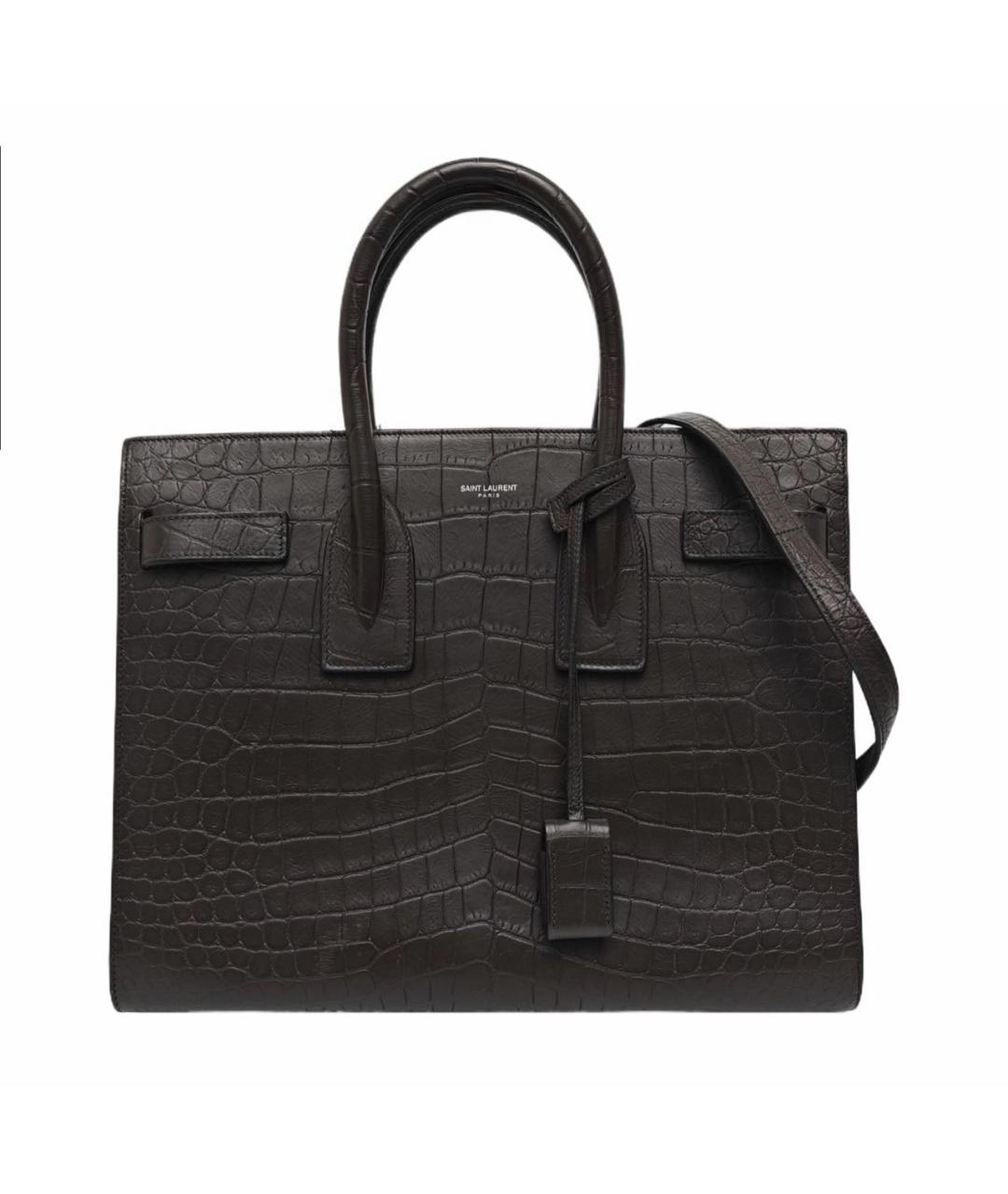 SAINT LAURENT Коричневая кожаная сумка тоут, фото 1