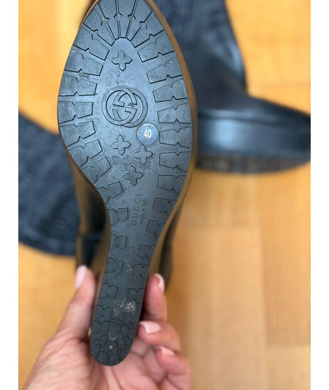 GUCCI Черные кожаные сапоги, фото 4