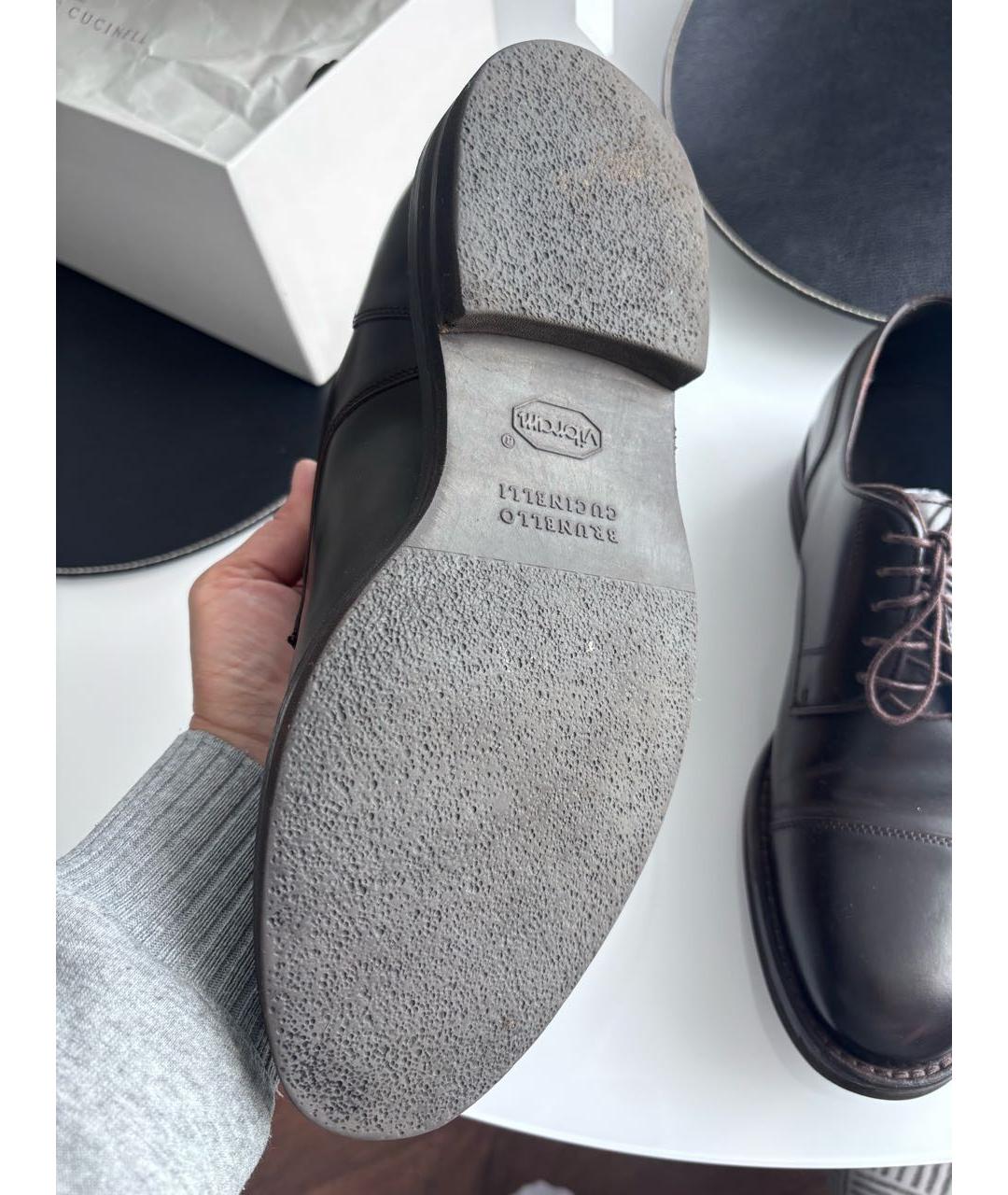 BRUNELLO CUCINELLI Коричневые кожаные низкие ботинки, фото 6