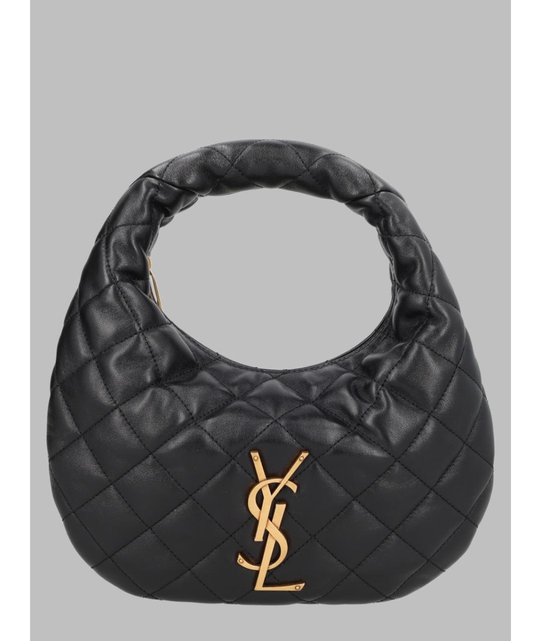 SAINT LAURENT Черная кожаная сумка с короткими ручками, фото 3