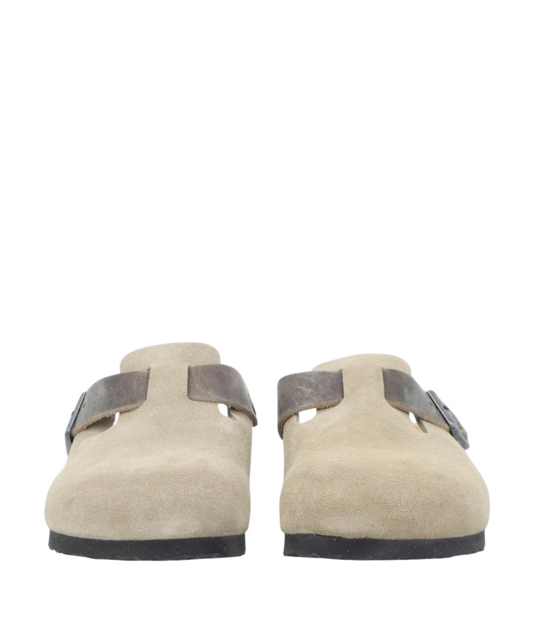 BIRKENSTOCK Хаки замшевые сабо, фото 1