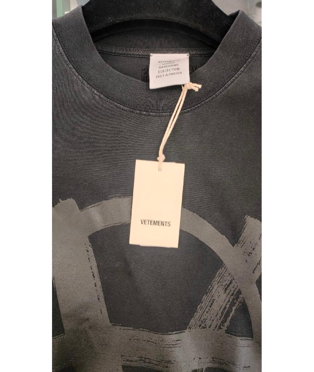 VETEMENTS Черная хлопковая футболка, фото 3