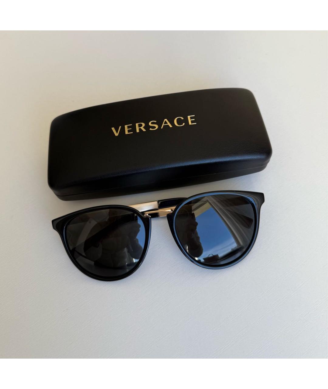 VERSACE Черные пластиковые солнцезащитные очки, фото 5