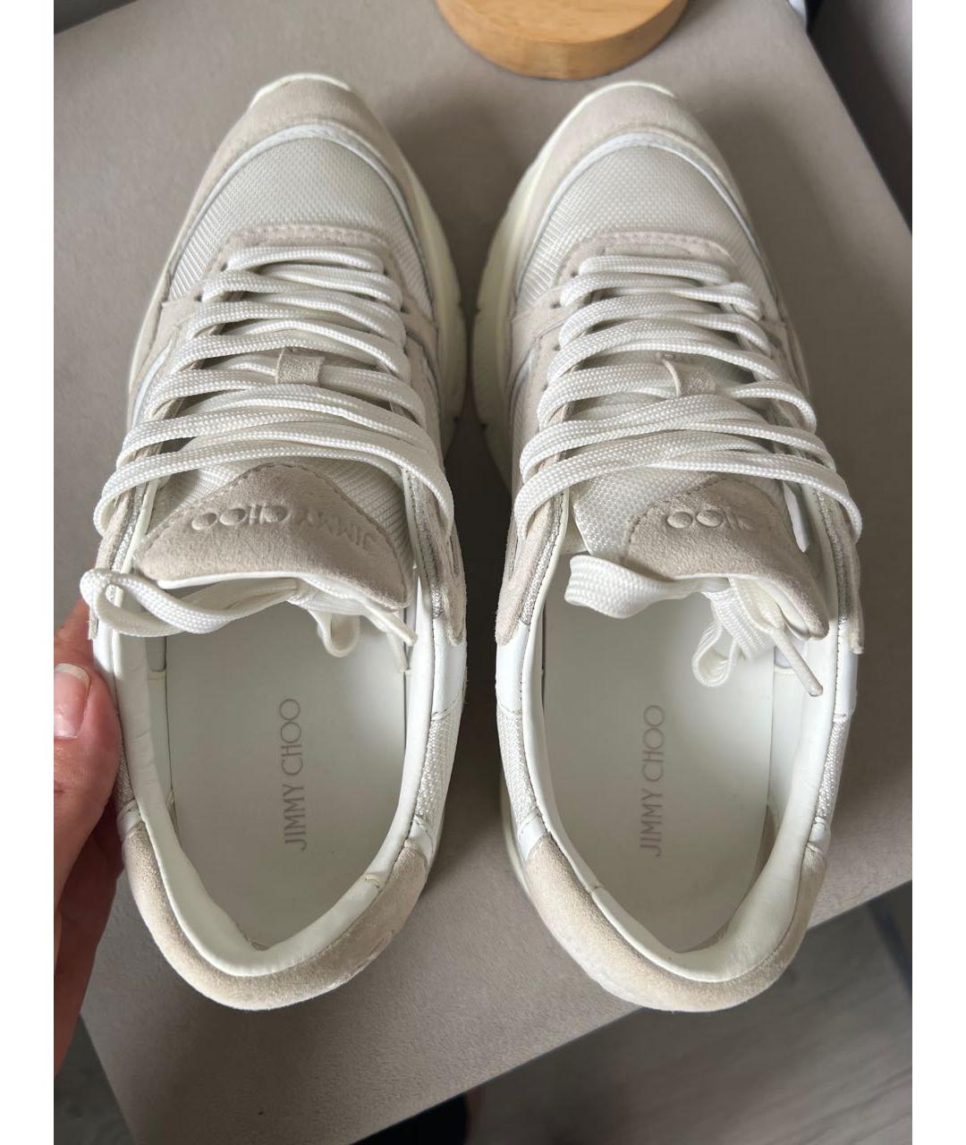 JIMMY CHOO Белые кожаные кроссовки, фото 3