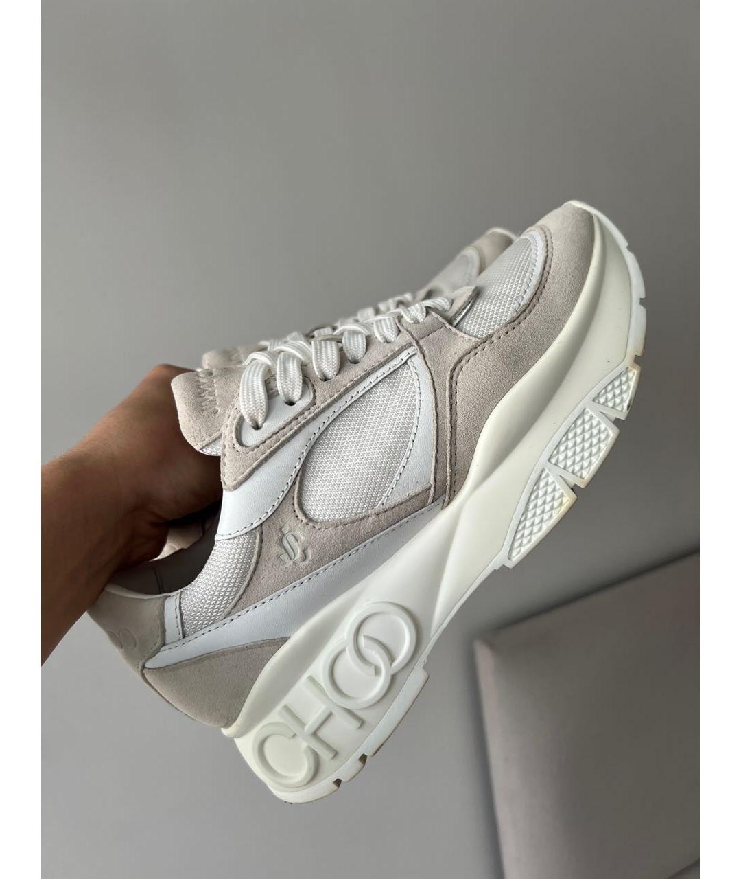 JIMMY CHOO Белые кожаные кроссовки, фото 9