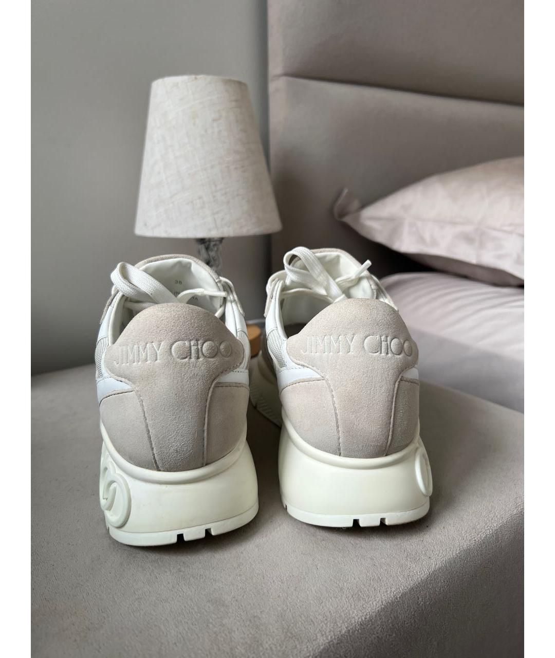 JIMMY CHOO Белые кожаные кроссовки, фото 4